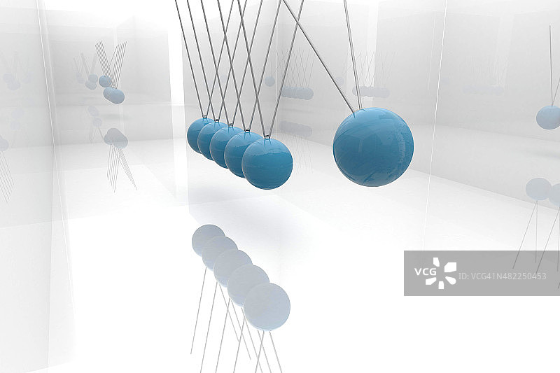 蓝色牛顿摆图片素材