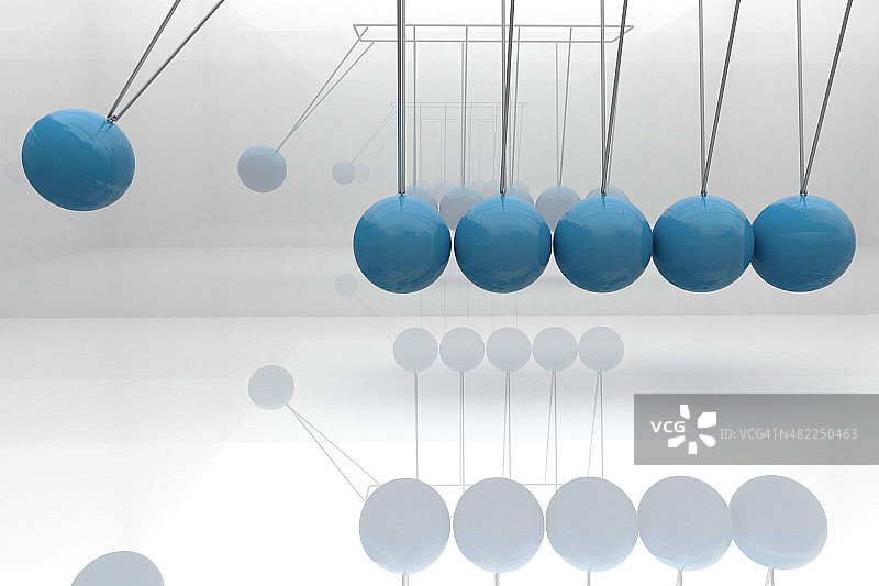 蓝色牛顿摆图片素材