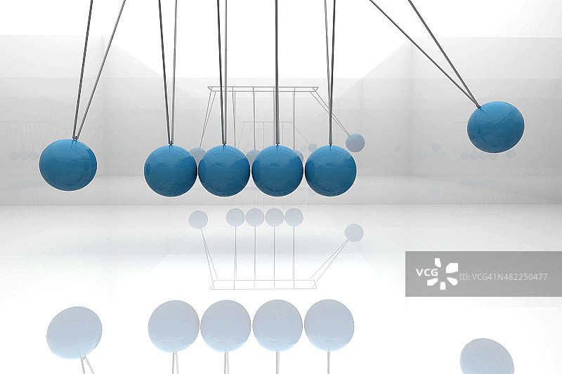 蓝色牛顿摆图片素材