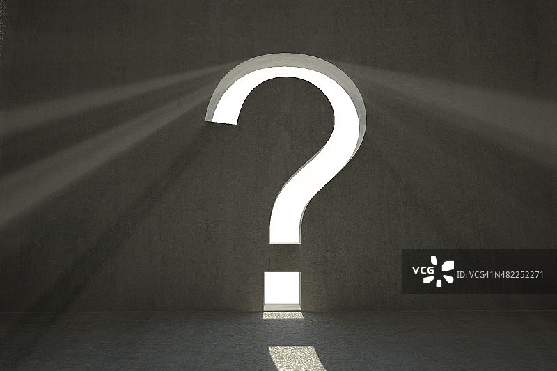 带问号门的灰色房间图片素材