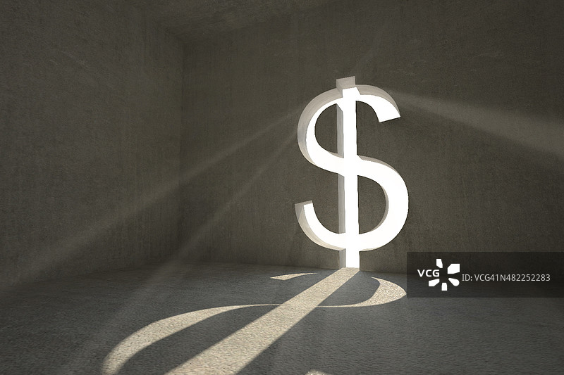 灰色房间与美元门图片素材