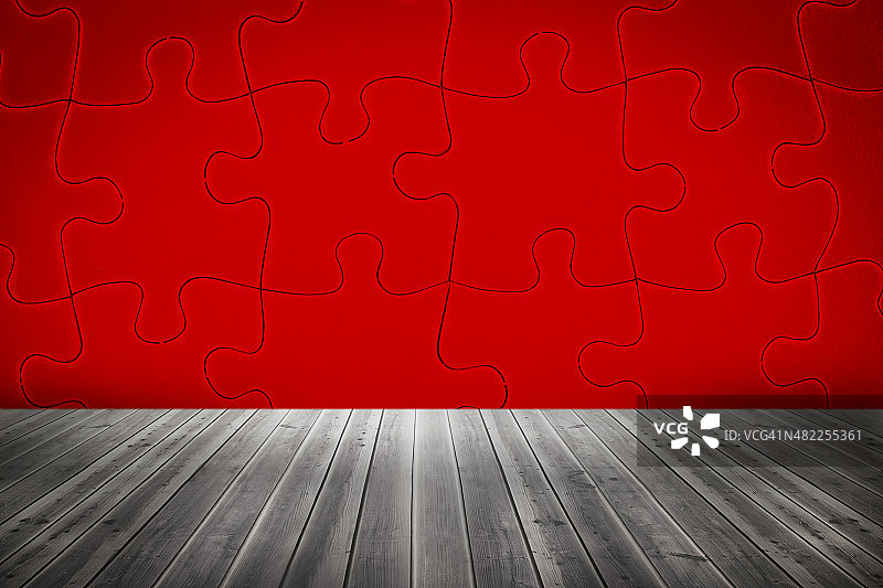 红色拼图房间图片素材