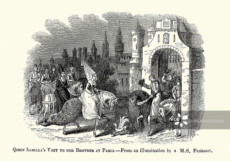 弗鲁瓦萨尔编年史：伊莎贝拉女王拜访兄弟图片素材