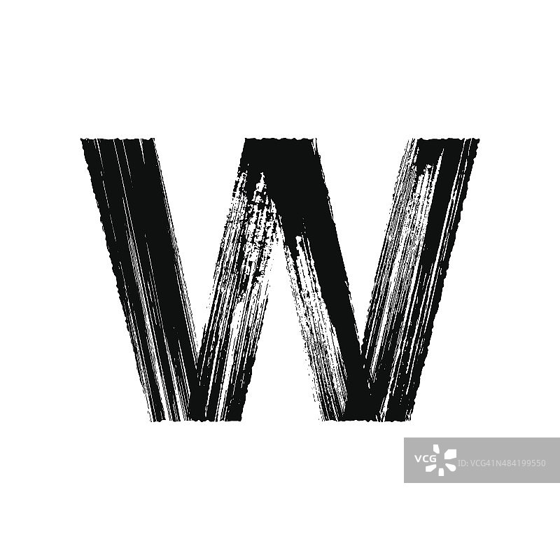 干刷手绘字母W图片素材