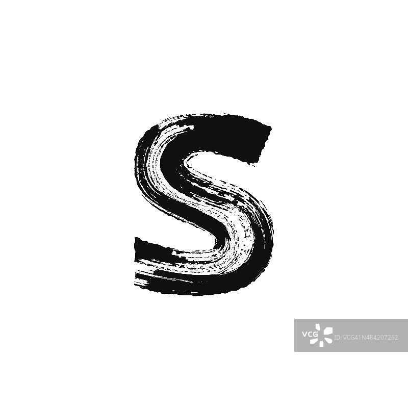 用干刷手绘的字母s。小写图片素材