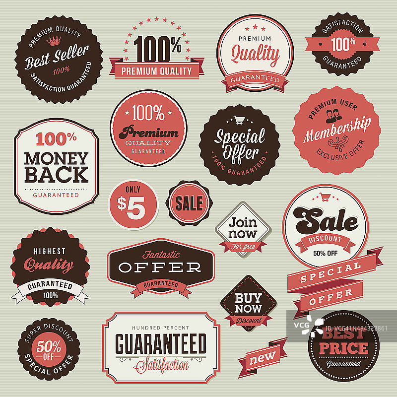 复古徽章和标签矢量图图片素材