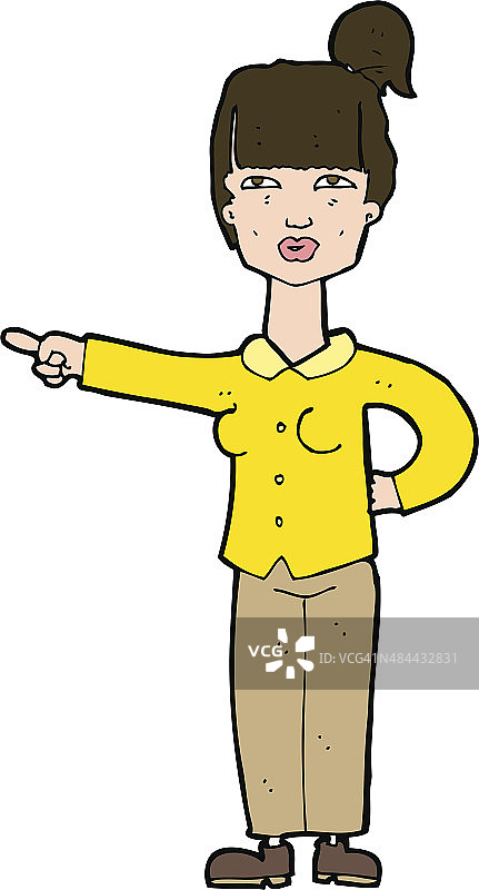 卡通女人指向图片素材