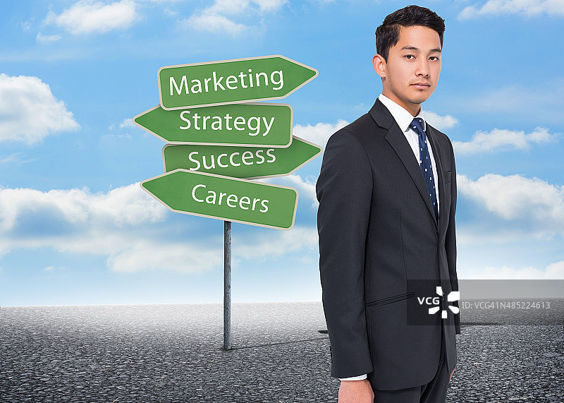 带有营销术语的路标插图合成图图片素材