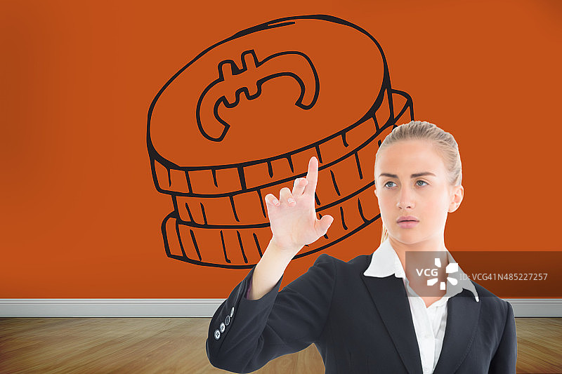 女商人指着某处的合成图像图片素材