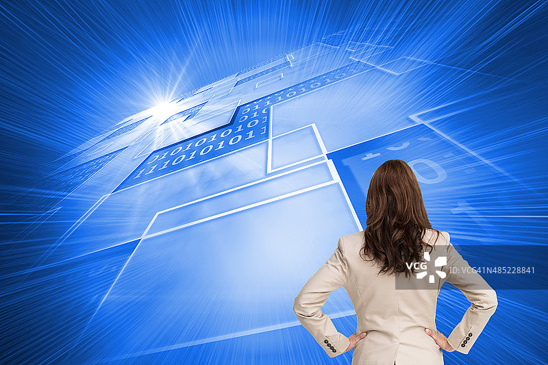 女商人背对镜头的合成图像图片素材