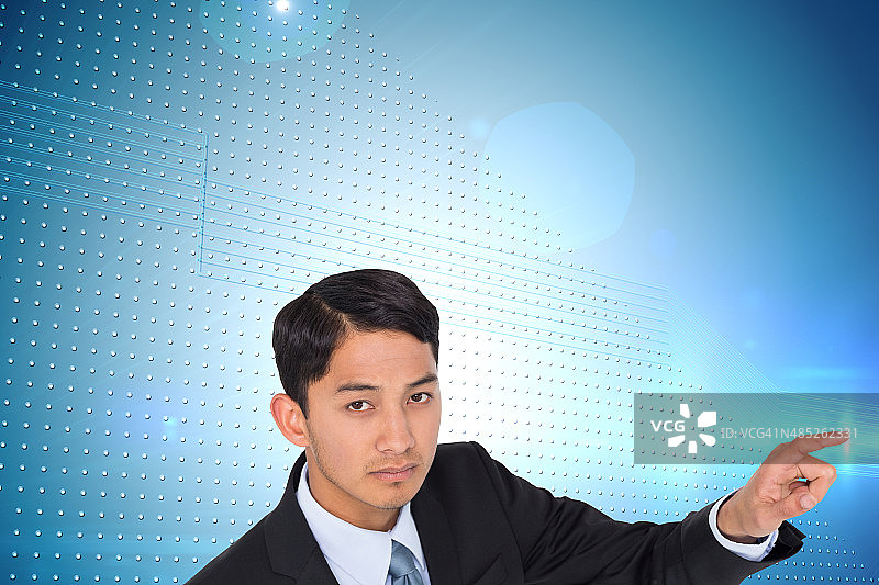 表情严肃的亚洲商人的合成图像图片素材