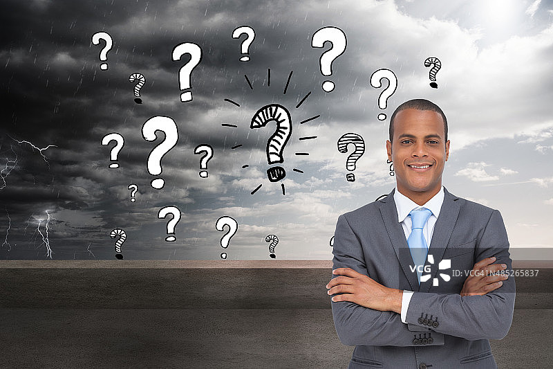 自信的年轻商人交叉双臂合成图像图片素材