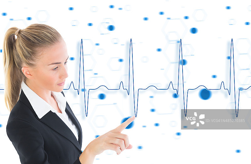 女商人指着某处的合成图像图片素材