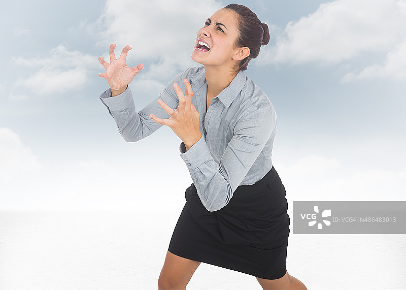 愤怒的女商人手势合成图像图片素材