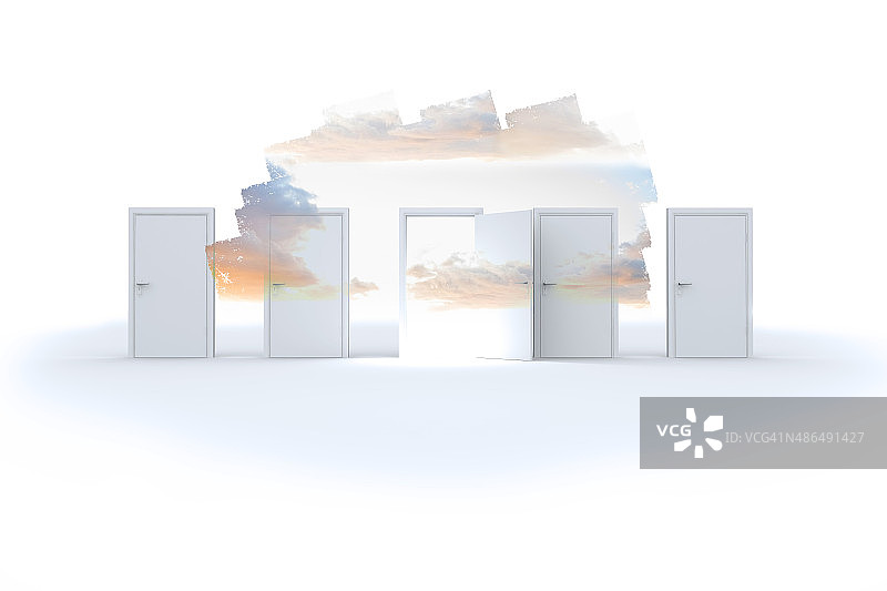 显示多云天空的房间抽象屏幕图片素材