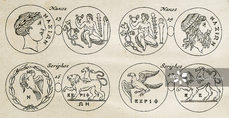 17世纪的古希腊奖章插画图片素材