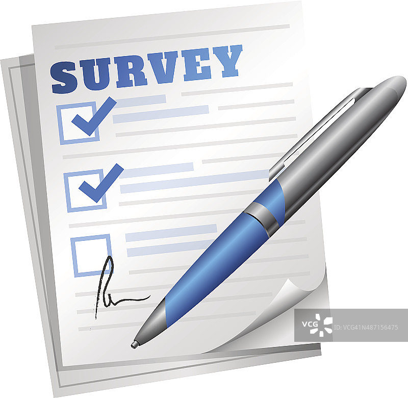 矢量调查报告与钢笔图片素材