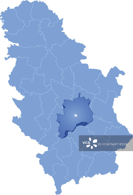 塞尔维亚拉辛纳地区地图图片素材