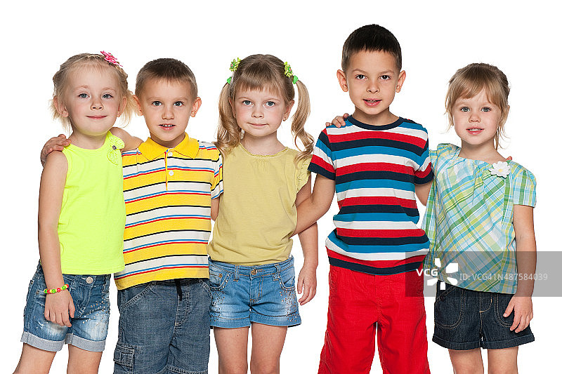 五个快乐的孩子图片素材