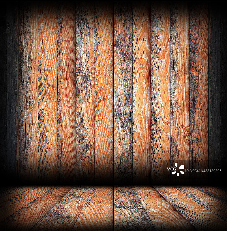 墙壁和地板上的做旧木质表面图片素材