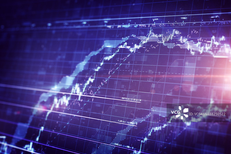 LCD显示器上的财务图表图片素材