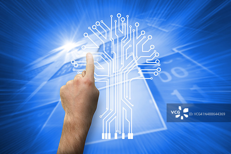 手指指向的合成图像图片素材