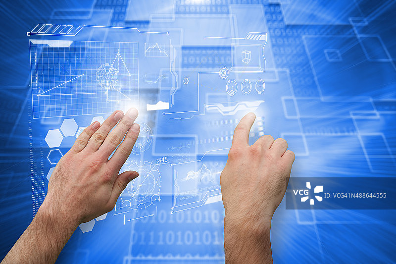 手指指向和展示的合成图像图片素材