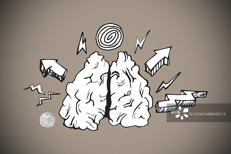 肺部涂鸦与箭头合成图像图片素材