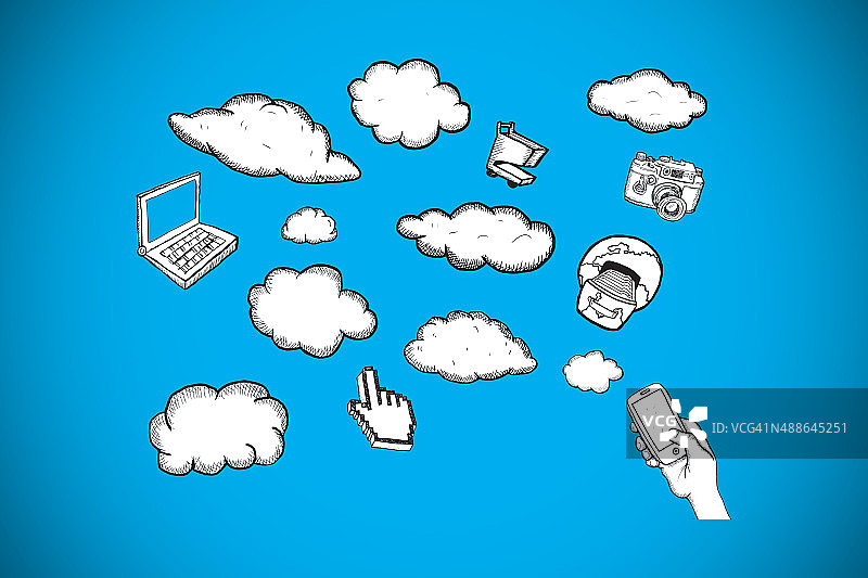 云计算涂鸦合成图像图片素材