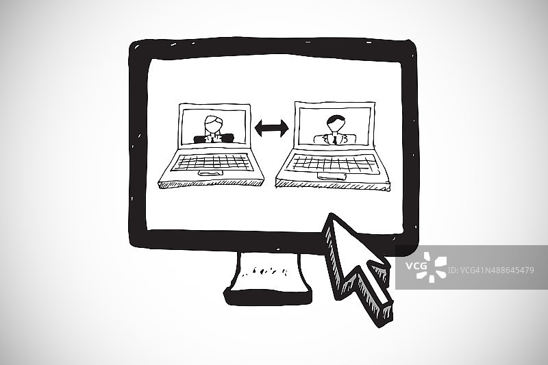 电脑屏幕上的视频聊天涂鸦合成图像图片素材