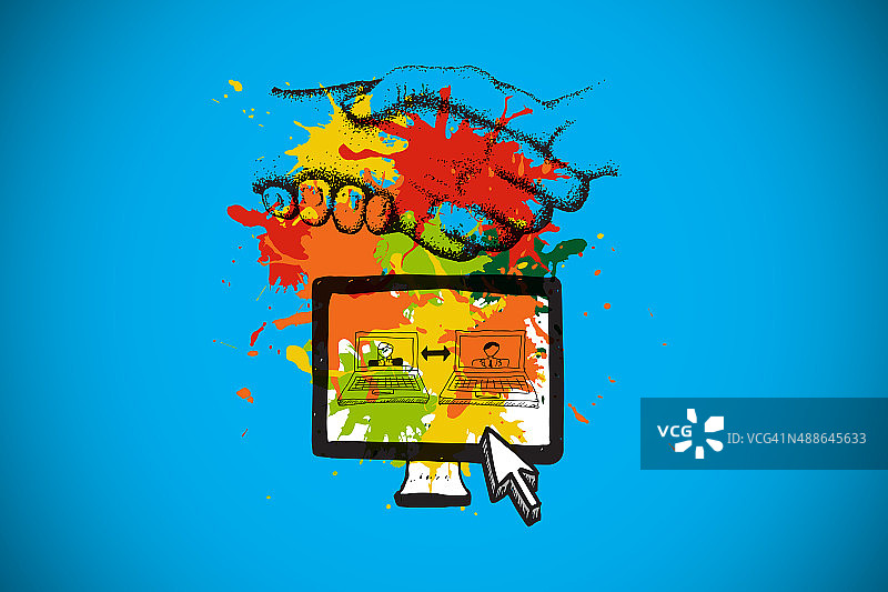 油漆飞溅上的商务视频聊天合成图像图片素材