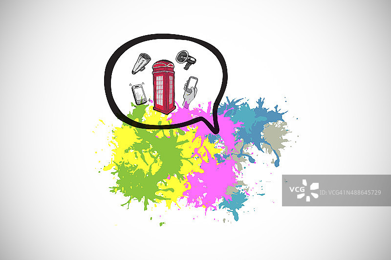 油漆飞溅上的通信技术合成图像图片素材