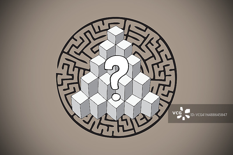 拼图涂鸦上的问号合成图图片素材