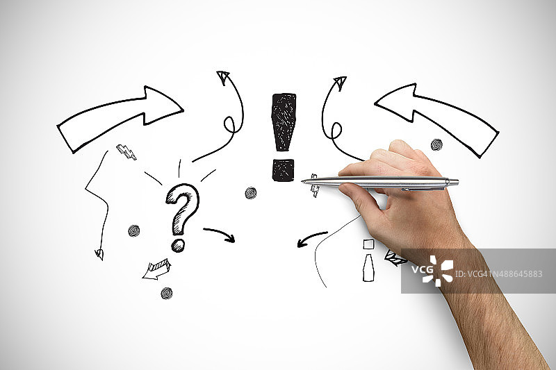 手握银笔的合成图像图片素材