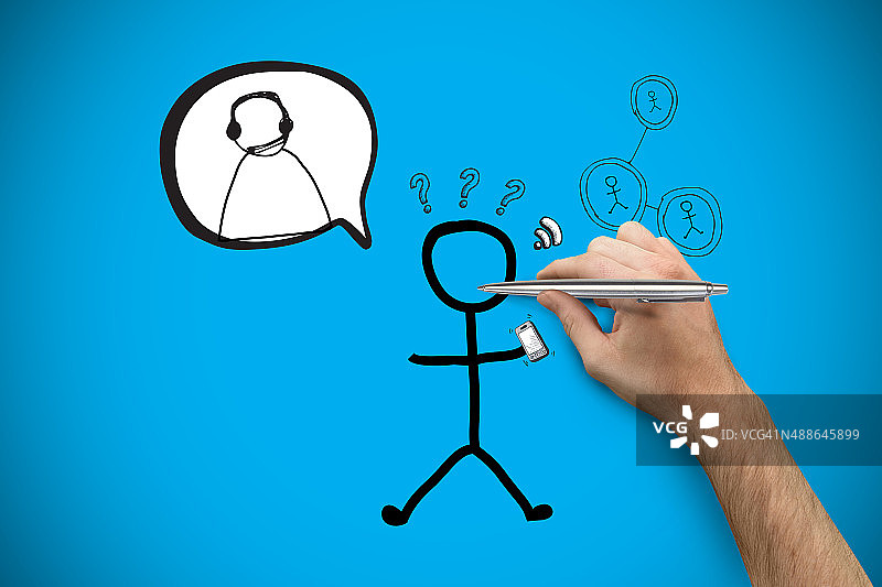 手握银笔的合成图像图片素材