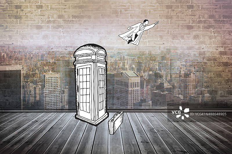 超级英雄飞行涂鸦合成图像图片素材