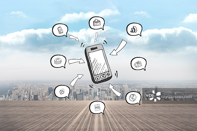 智能手机和APP图标合成图像图片素材