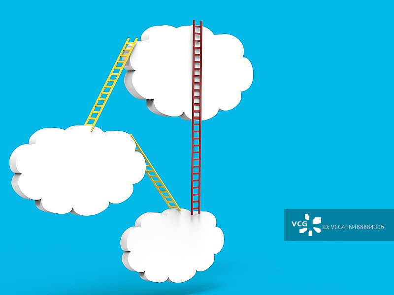 通往白云蓝天的阶梯概念图片素材