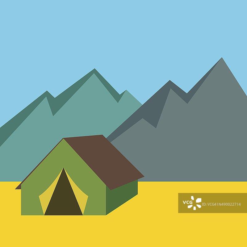 山脉背景下的露营帐篷图片素材