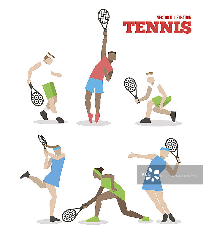 网球人物与网球拍图片素材