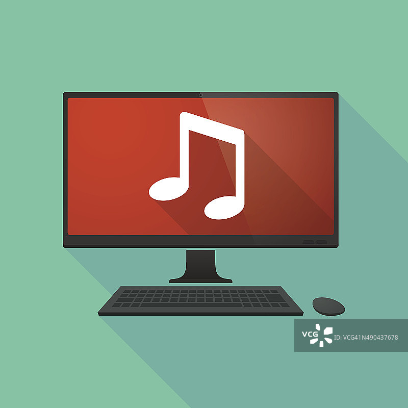 带有音符标志的个人电脑图片素材