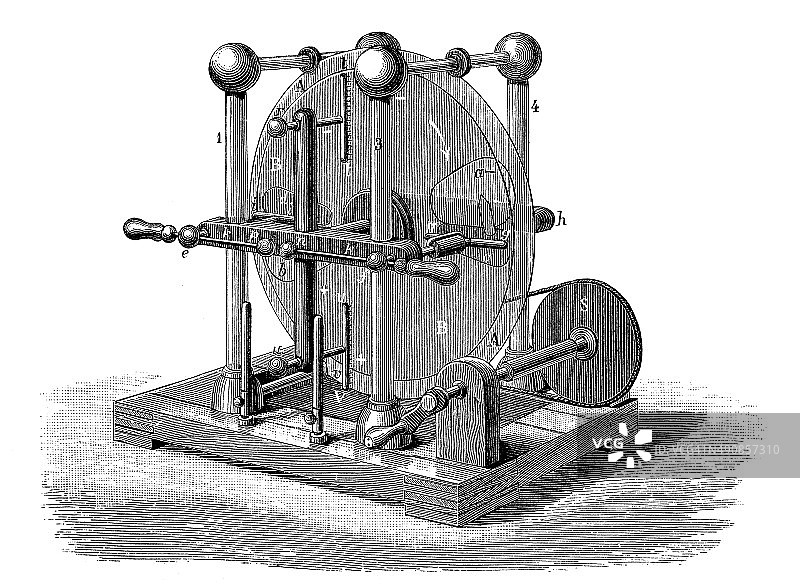 电力实验设备古董插画图片素材