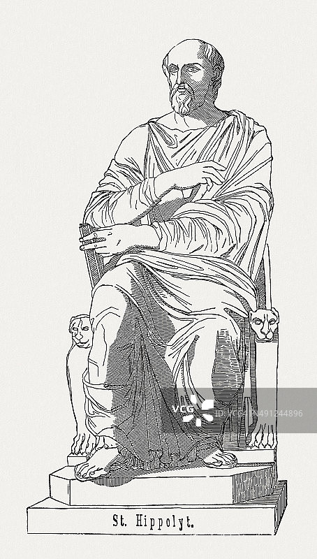 罗马的希波吕托斯（170-235），1878年出版图片素材