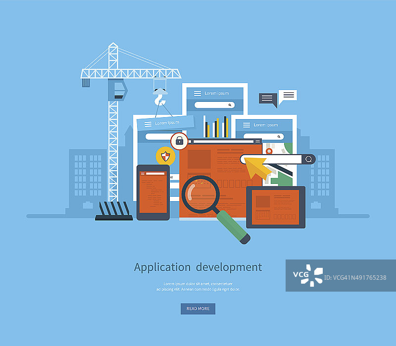 电子商务、网站与移动应用开发理念图片素材