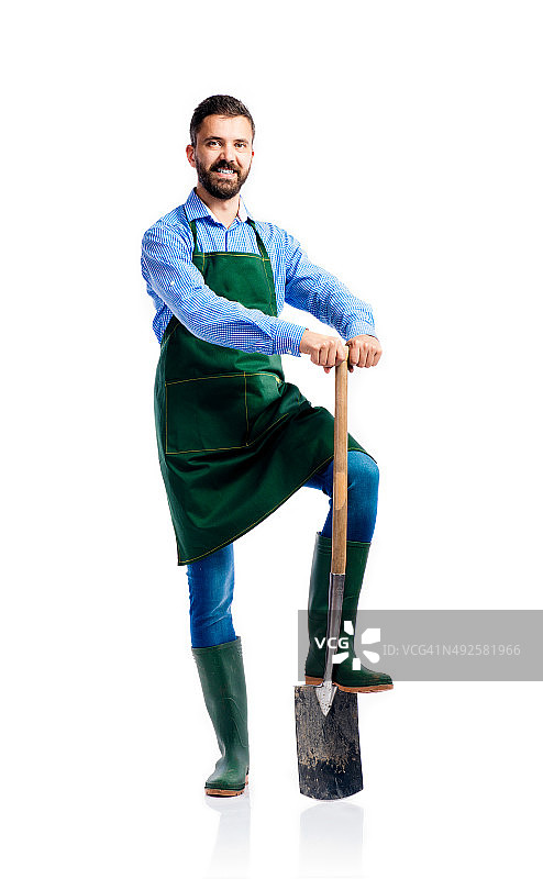 年轻英俊的园丁图片素材