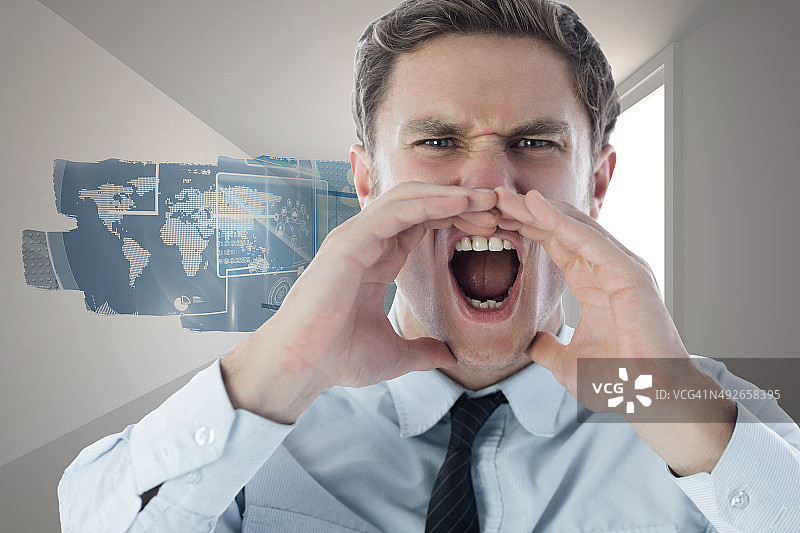 愤怒的商人喊叫合成图像图片素材