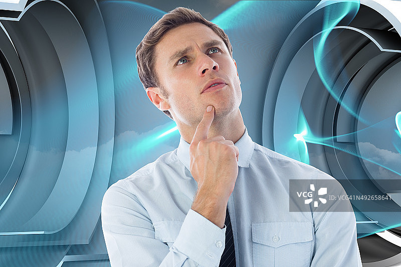 沉思的商务人士图片素材