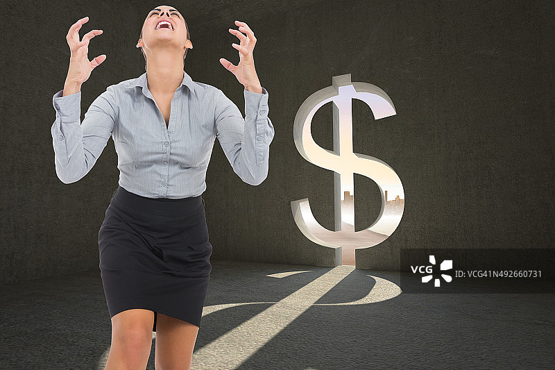 愤怒的女商人手势合成图像图片素材