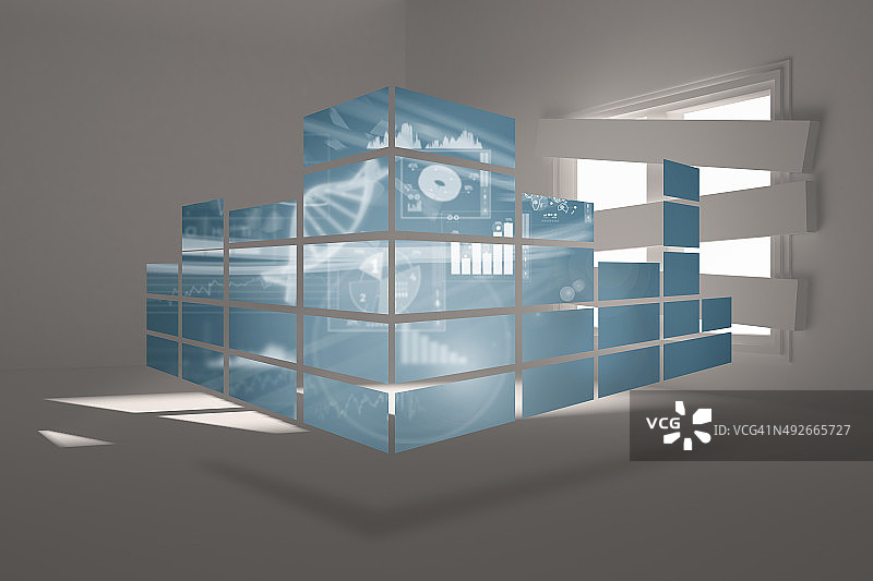 抽象屏幕上的DNA界面合成图像图片素材