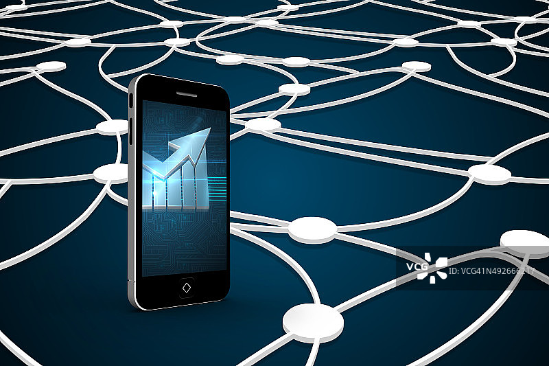 智能手机屏幕上的箭头合成图像图片素材